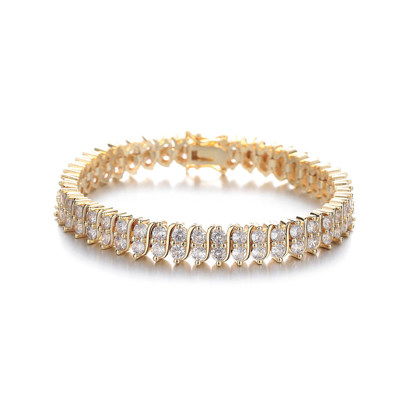18K Gold Tennis Bracelet with Simulated Diamonds