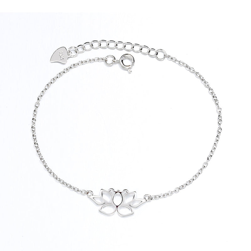 Sterling Silver Lotus Flower Bracelet