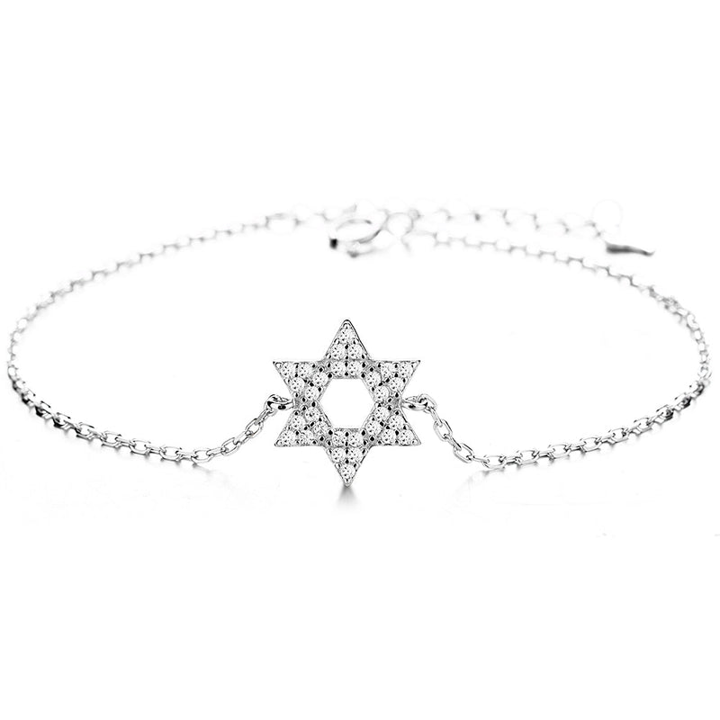 Sterling Silver Star of David Bracelet With Swarovski Crystals