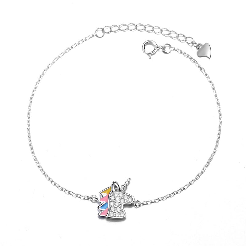 Sterling Silver Unicorn Bracelet with crystals