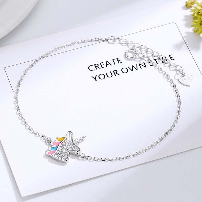 Sterling Silver Unicorn Bracelet with crystals