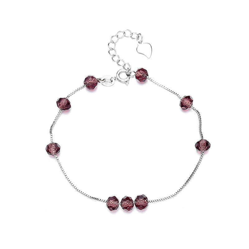 14K White Gold Garnet Gemstone Bracelet