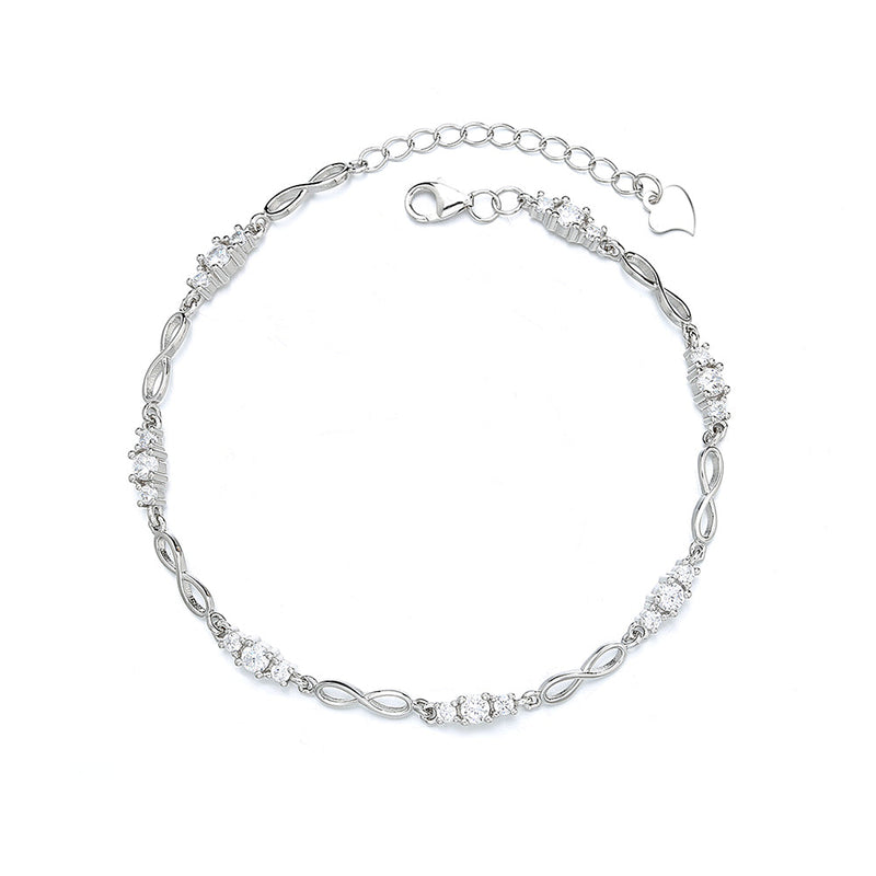 18K White Gold Infinity Bracelet with Genuine Crystals
