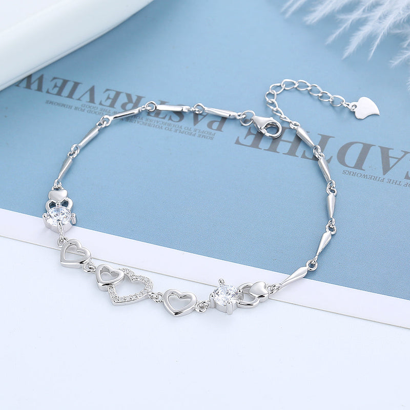 Silver-Tone Heart Braclet with Preciosa crystals