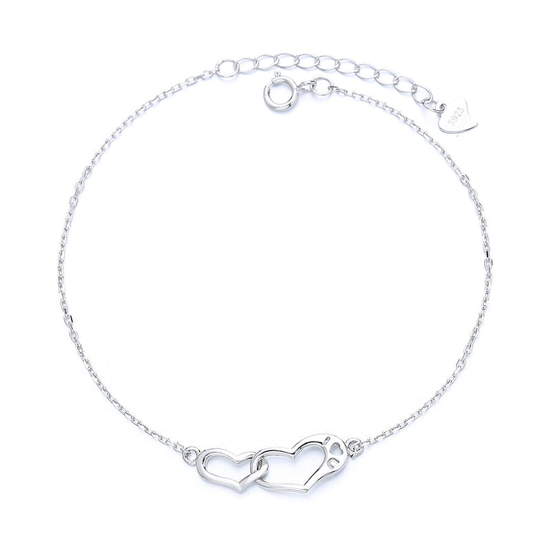 14K White Gold Interlocking Heart Bracelet