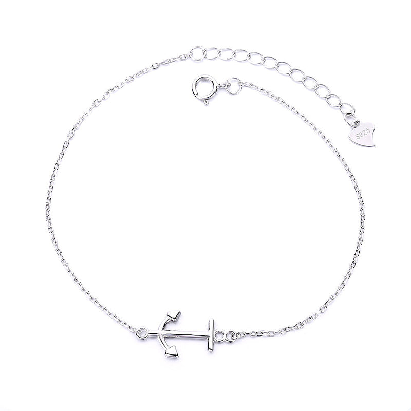 18K White Gold Nautical Anchor Bracelet
