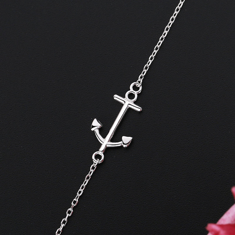 18K White Gold Nautical Anchor Bracelet