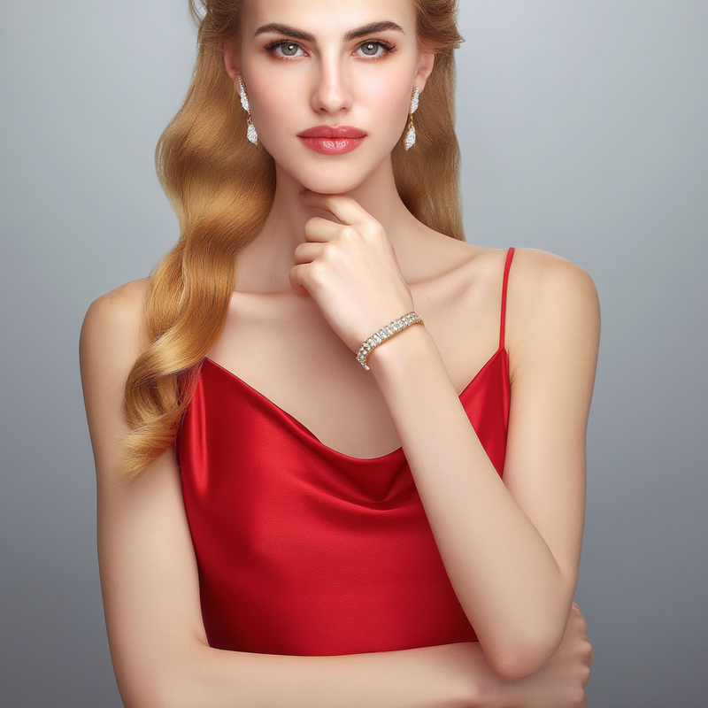 18K Gold Simulated Diamonds Vintage Tennis Bracelet