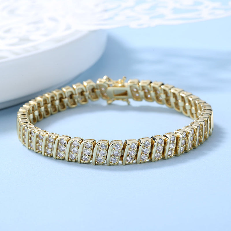 18K Gold Simulated Diamonds Vintage Tennis Bracelet