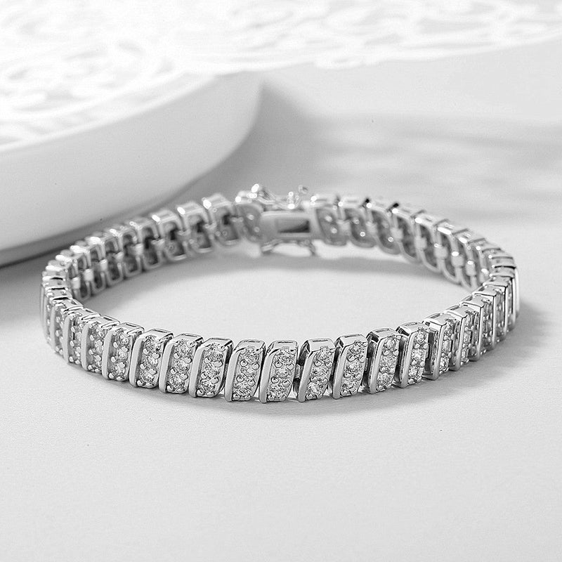 18K Gold Simulated Diamonds Vintage Tennis Bracelet