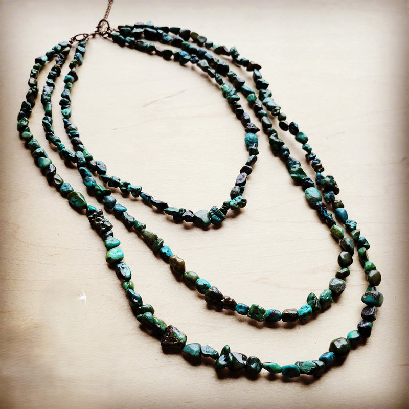 Genuine Natural Turquoise Triple Strand Necklace 254a