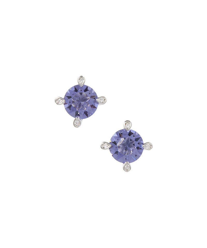 Large Gemstone Stud Earring in 18K White Gold