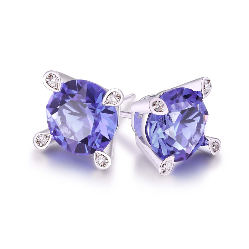 Large Gemstone Stud Earring in 18K White Gold