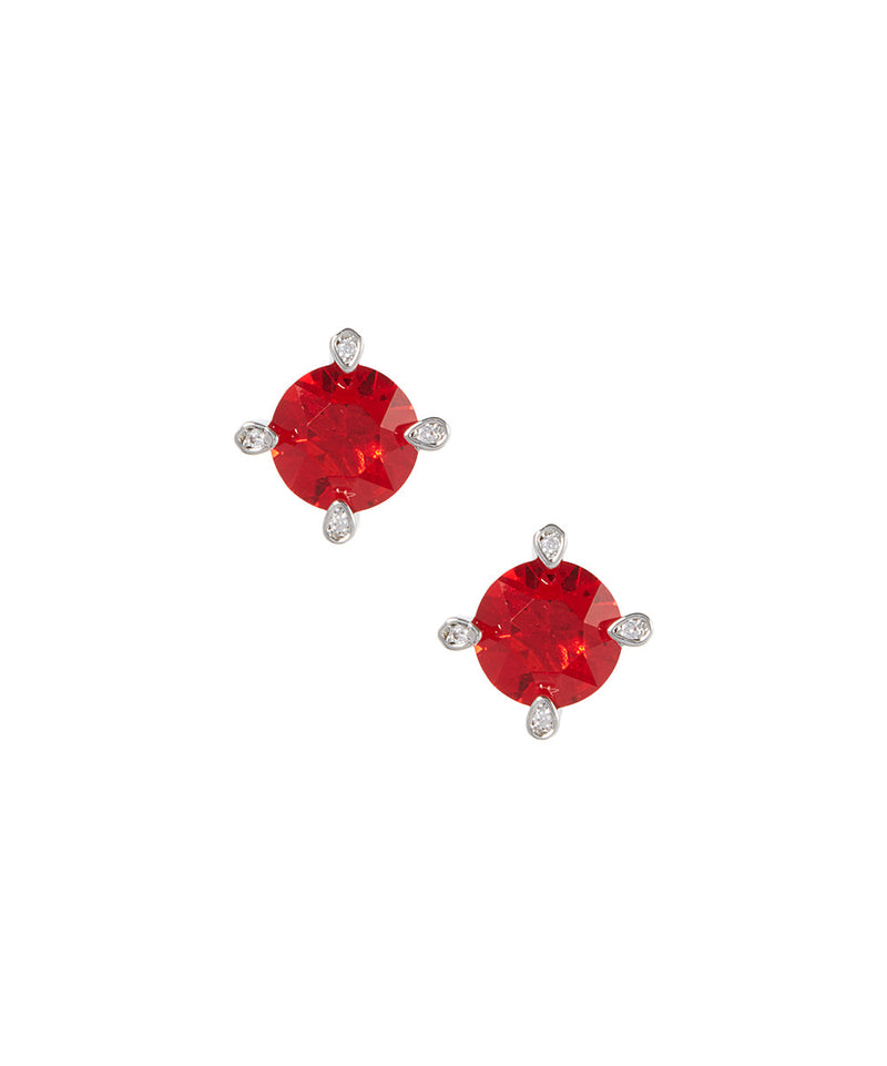 Large Gemstone Stud Earring in 18K White Gold
