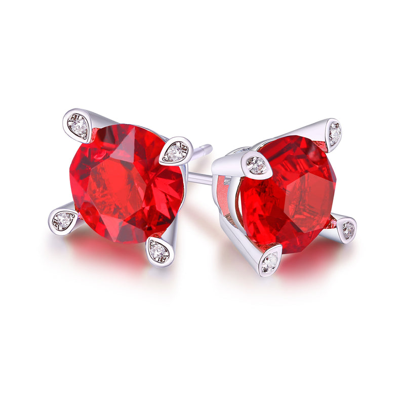 Large Gemstone Stud Earring in 18K White Gold
