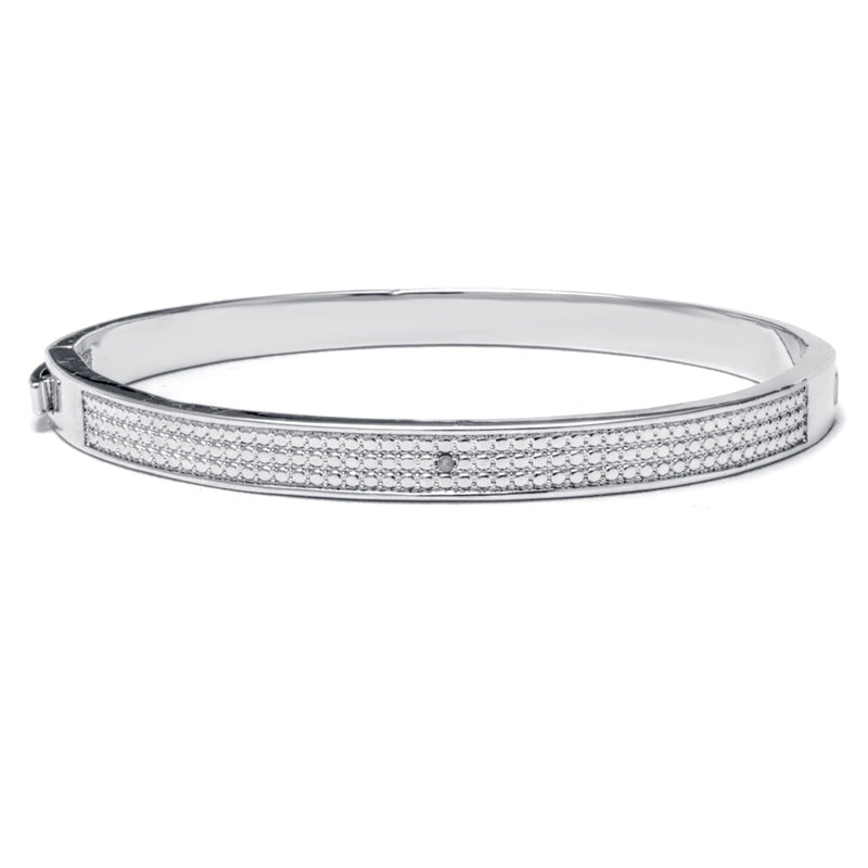 Diamond Accent Bangle Bracelet in 18K White Gold Plating