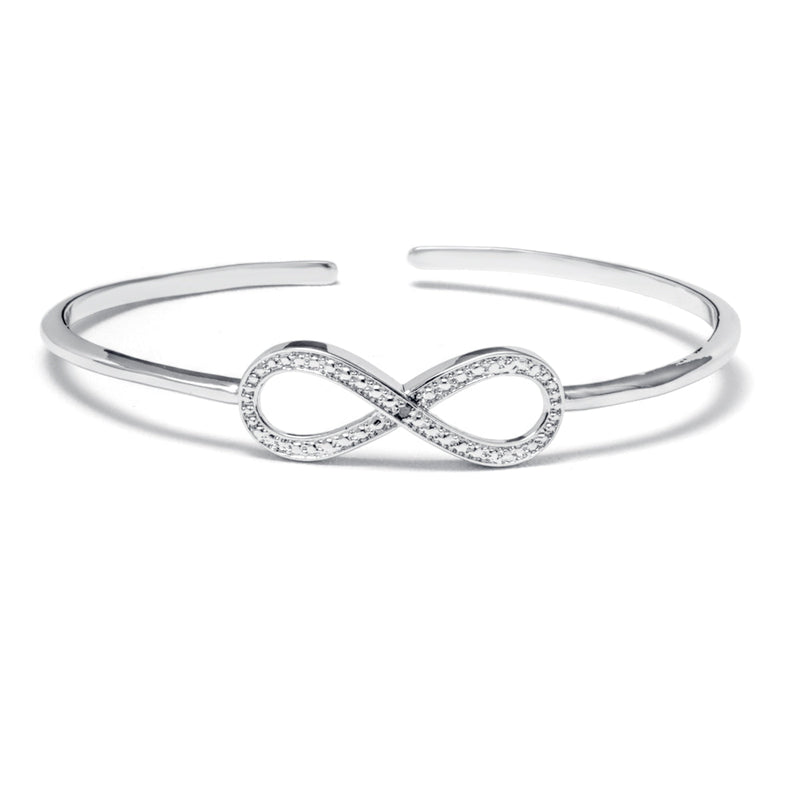 Diamond Accent Infinity Bangle Bracelet in 18K White Gold