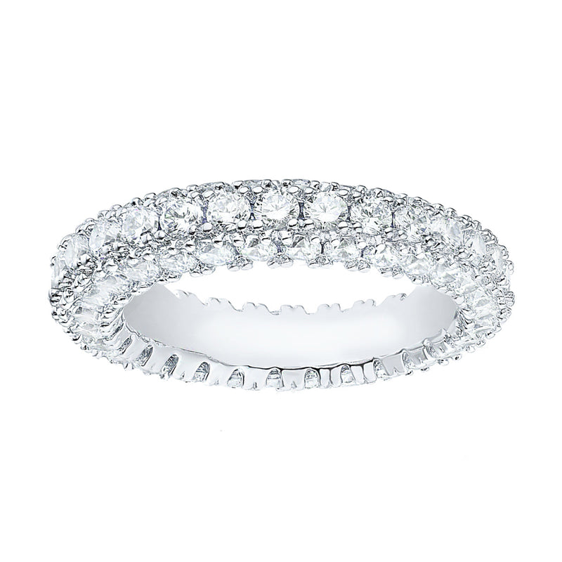 Three Row Studded CZ Eternity Band Ring