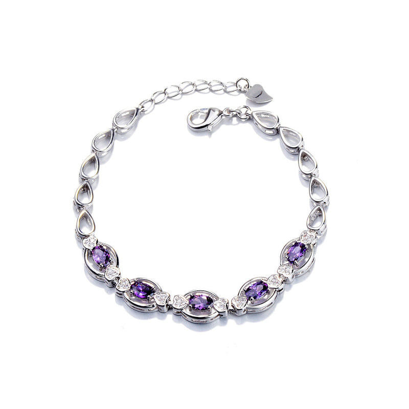 18K White Gold and Purple Tanzanite Tennis Style Bracelet