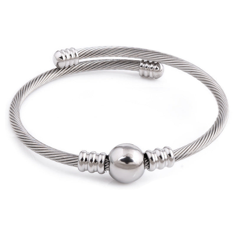 Stainless Steel Twist Ball Bracelet