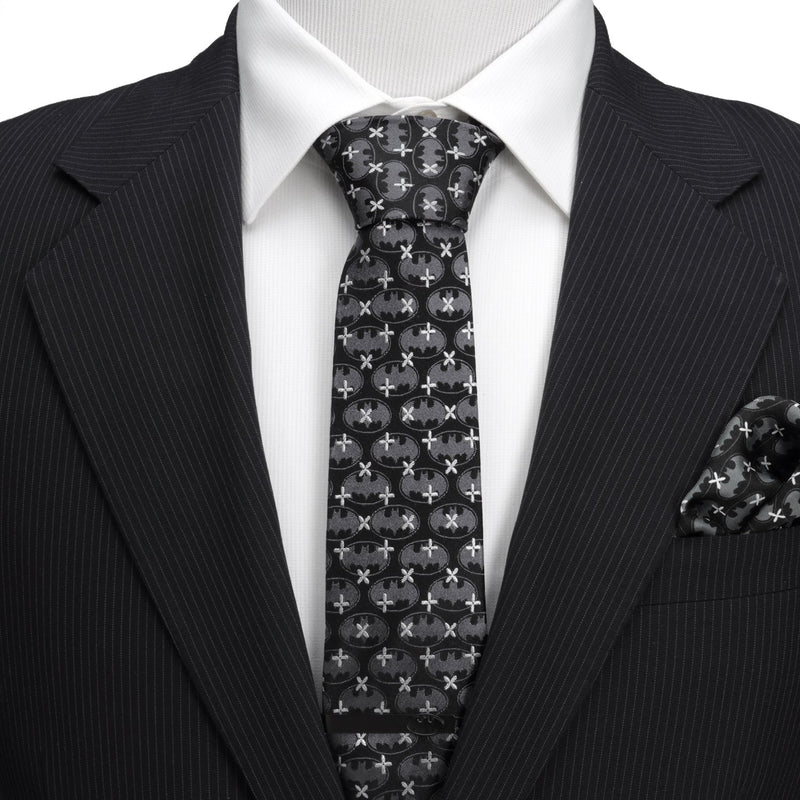 DC Batman Cross Black Silk Men's Tie