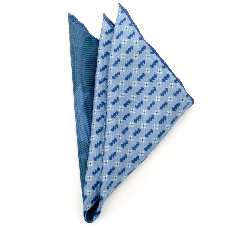 DC Batman Multi Motif Blue Pocket Square