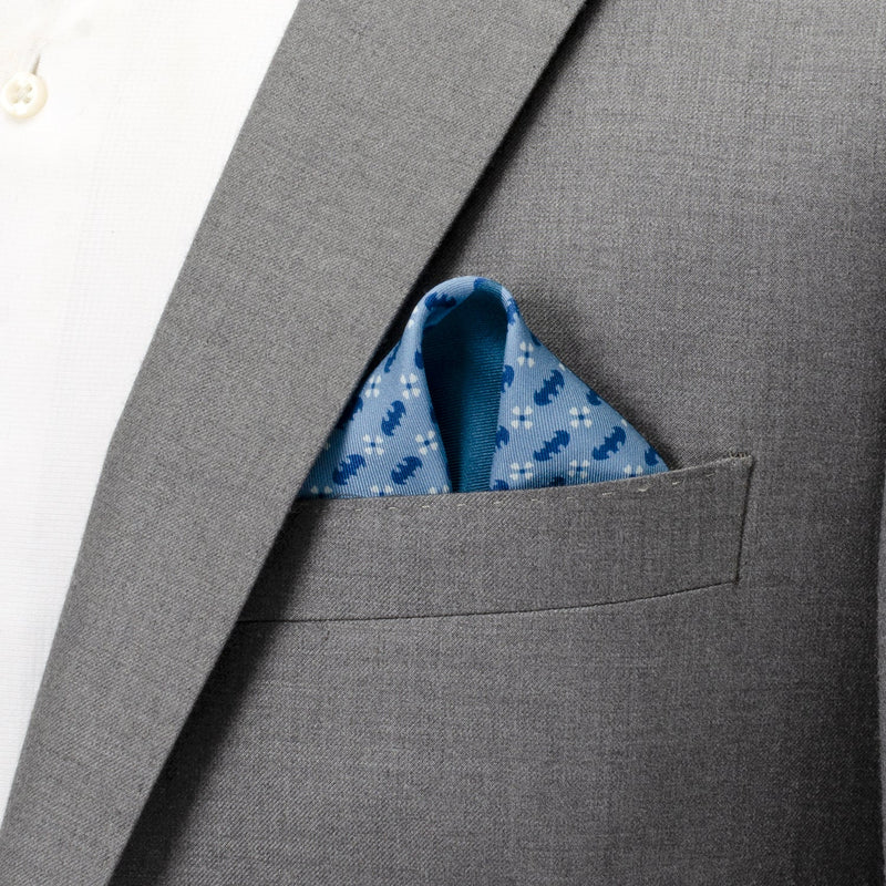 DC Batman Multi Motif Blue Pocket Square