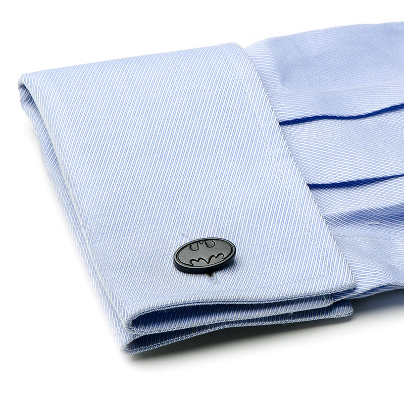 DC Batman Satin Black Cufflinks and Tie Bar Gift Set