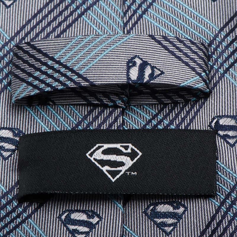 DC Superman Gray Plaid Tie