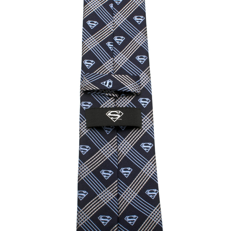 DC Superman Shield Navy Plaid Mens Tie