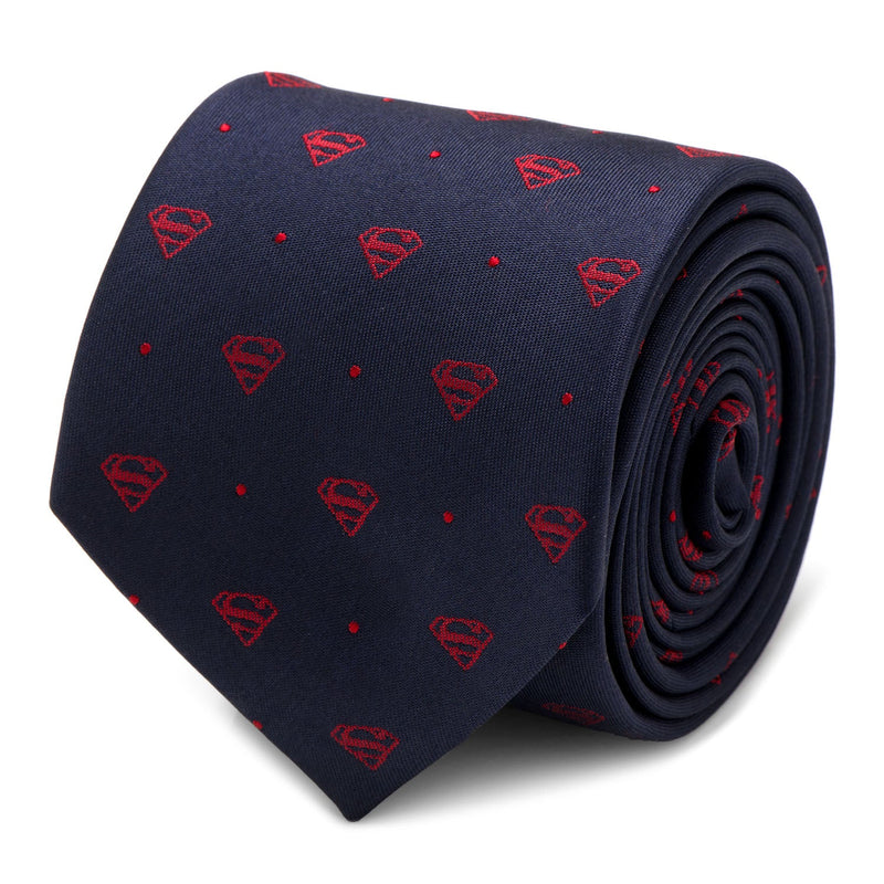 DC Superman Shield Navy and Red Dot Tie
