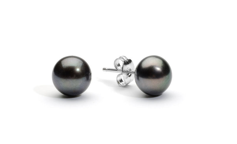 18k White Gold Black Cultured Pearl Stud