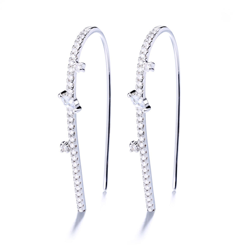 Crystal Pull Through Earring in 14K White Gold