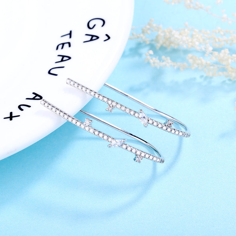 Crystal Pull Through Earring in 14K White Gold