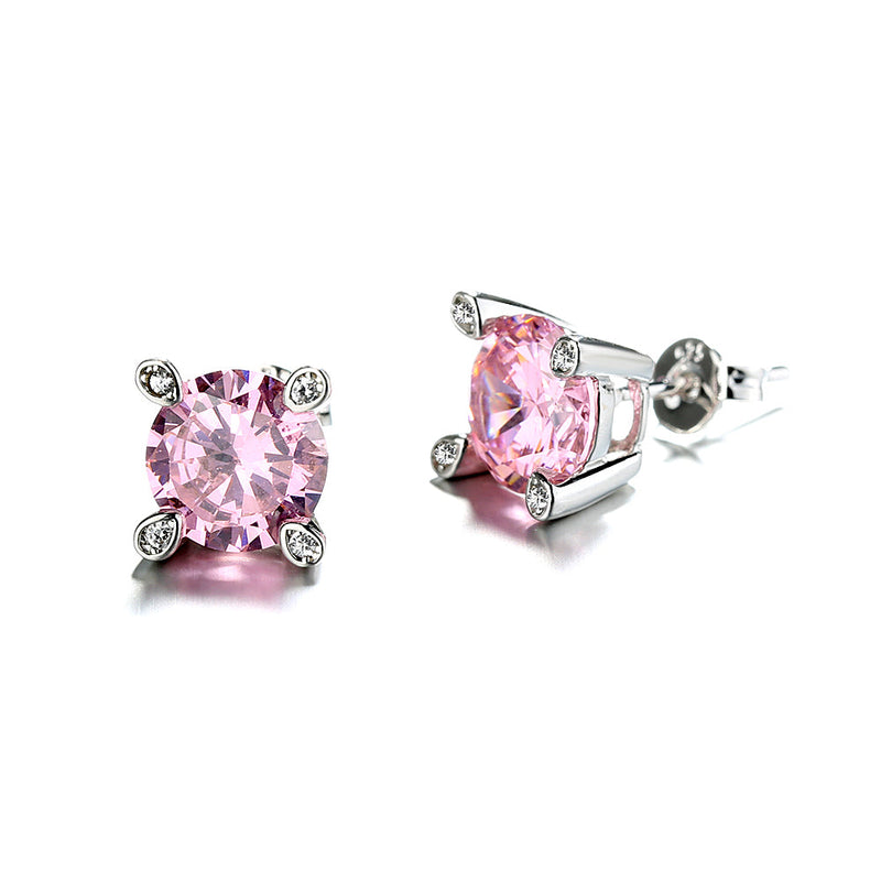 Large Gemstone Stud Earring in 18K White Gold