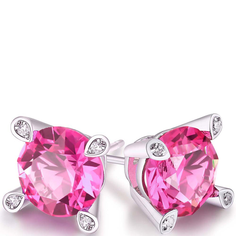 Large Gemstone Stud Earring in 18K White Gold