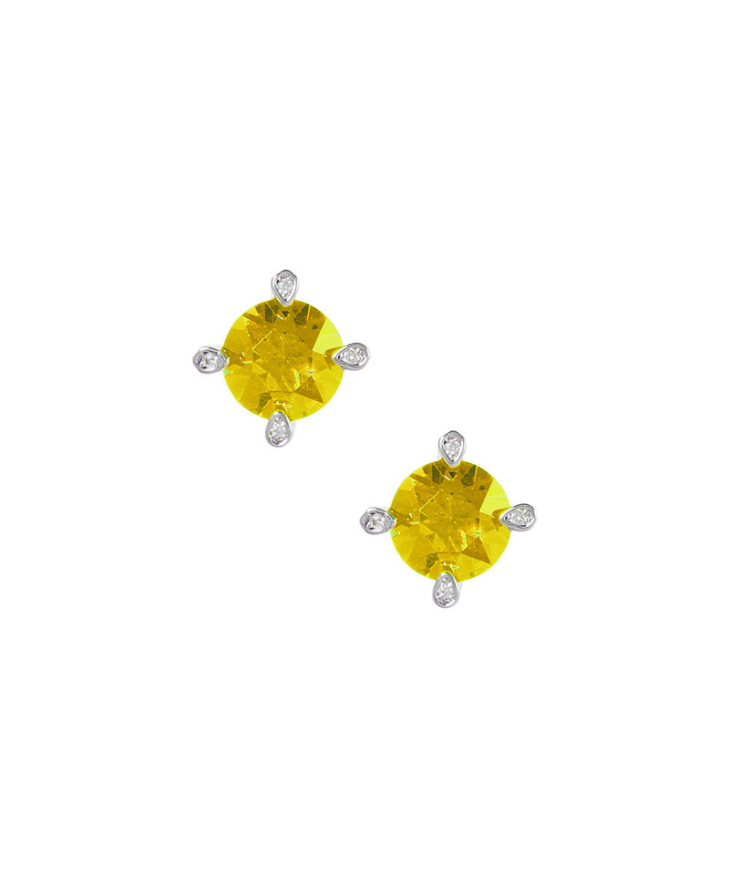 Large Gemstone Stud Earring in 18K White Gold