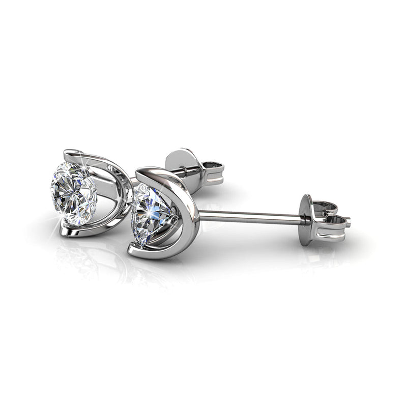 18K White Gold  over Sterling Silver Floating Halo Stud Earring with crystals from Swarovski