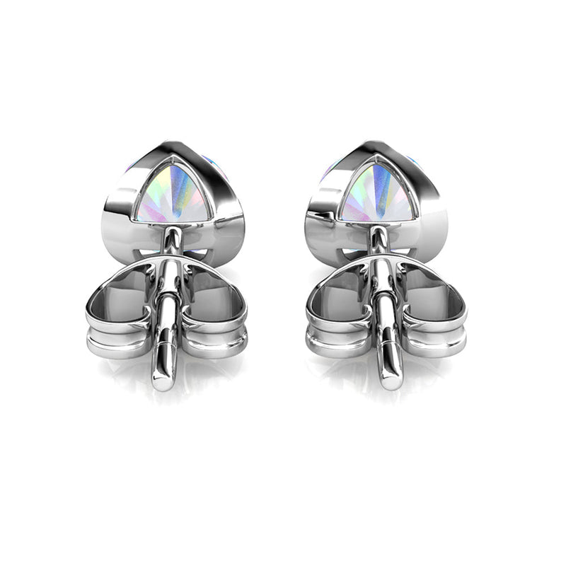18K White Gold  over Sterling Silver Floating Halo Stud Earring with crystals from Swarovski