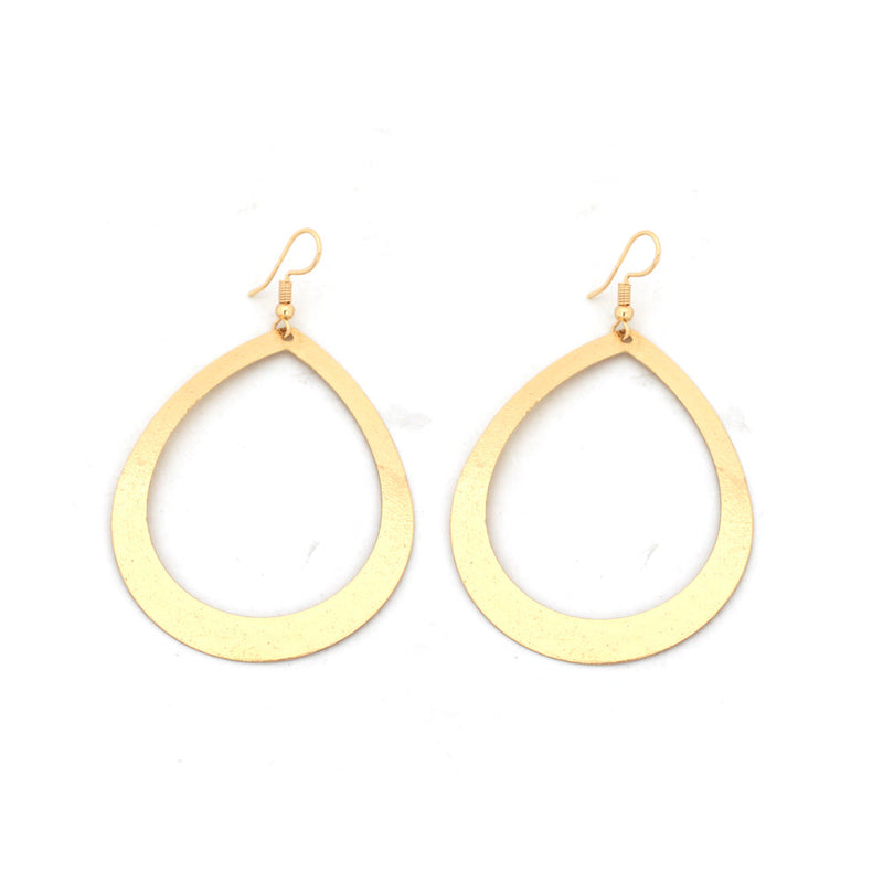 White gold Cut-out Teardrop Hoop Drop Earring
