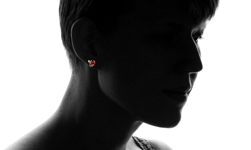18K Rose Gold and Ruby Stud Devil Earrings