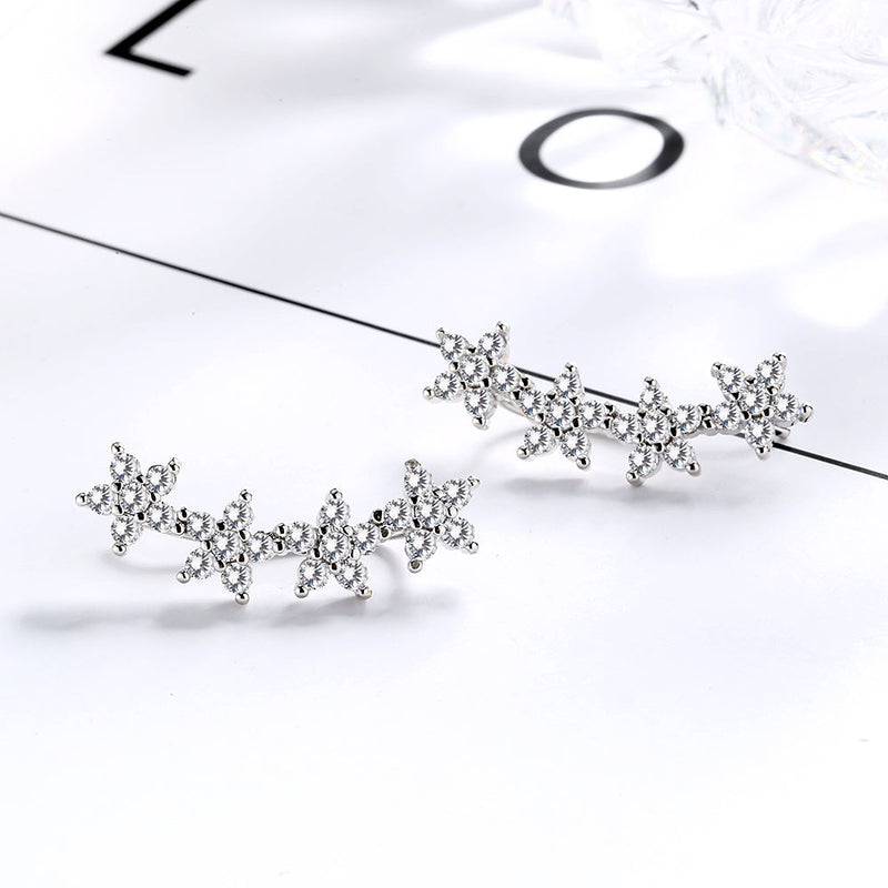 Star Climber Crawler with Genuine Crystal in Rhodium Plating