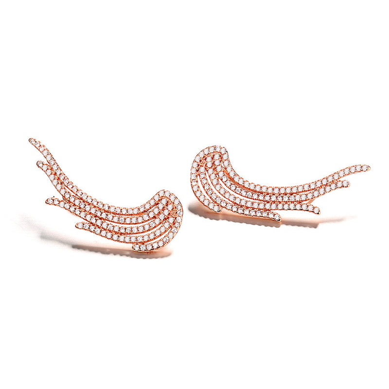 Sterling Silver Angel Wing Crawler Climbers with Swarovski Crystals