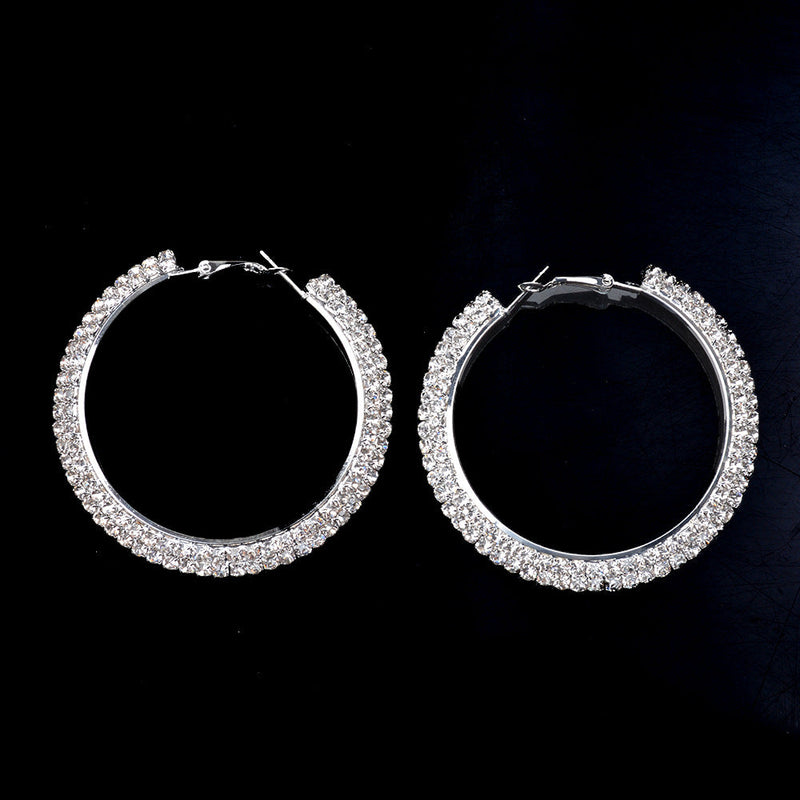 50mm Crystal Hoop Earring in White Gold