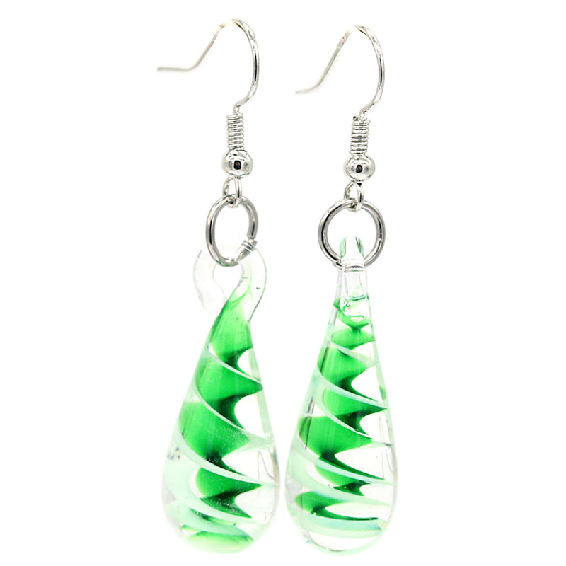 Murano Glass Green Dangle Earrings