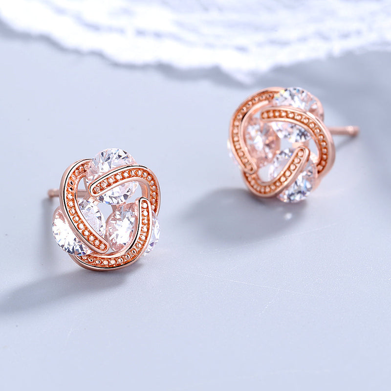 Amy and Annette 14k and Sterling Silver Floating Stones Caged Earrings with Crystals