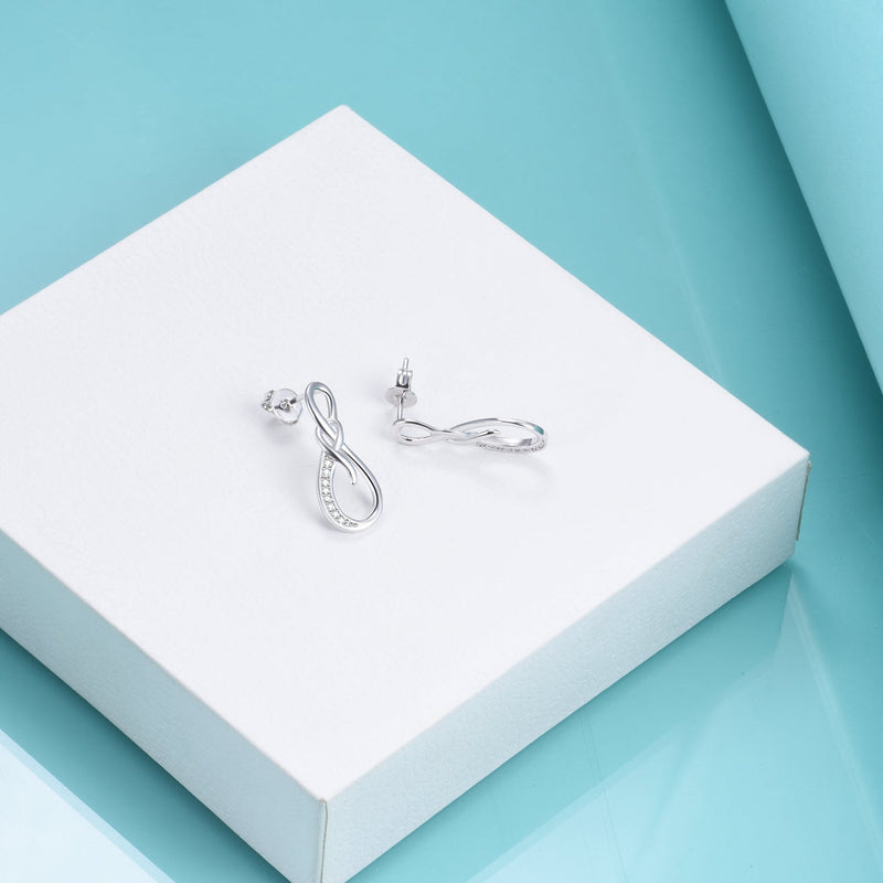 14K White Gold Infinity Earrings with Crystal
