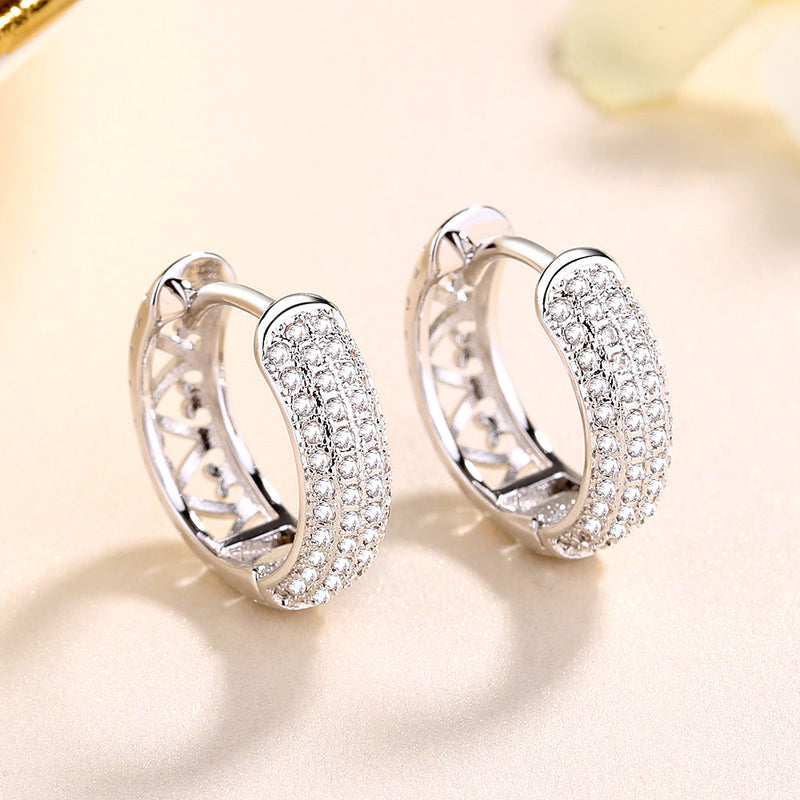 Amy and Annette 14K Gold Filigree Heart Huggie Earring with Crystal