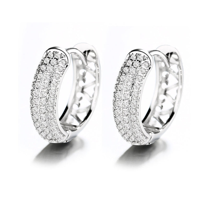 Amy and Annette 14K Gold Filigree Heart Huggie Earring with Crystal