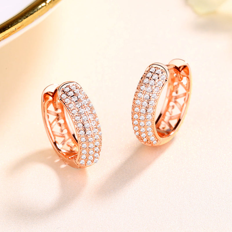 Amy and Annette 14K Gold Filigree Heart Huggie Earring with Crystal